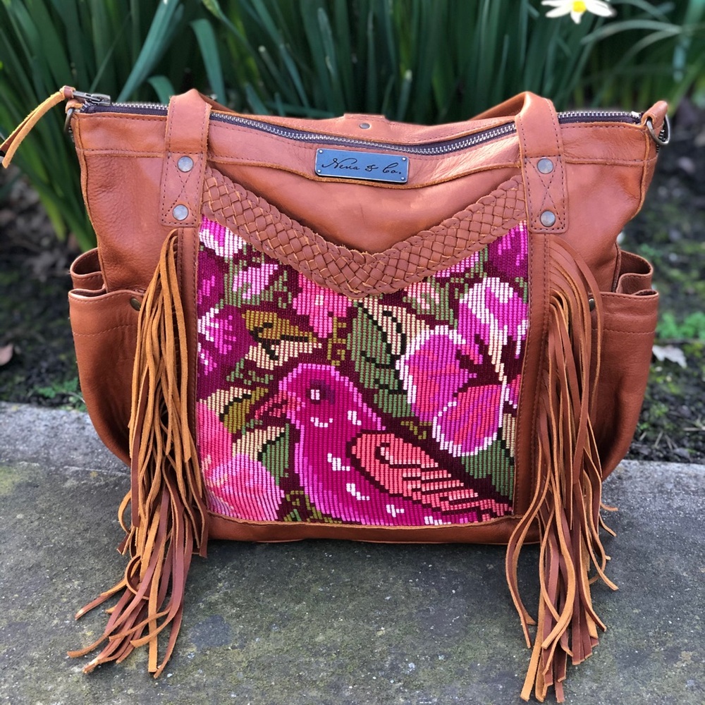 Nena & Co Brown Leather Bag OOAK Medium Perfect with Fringe